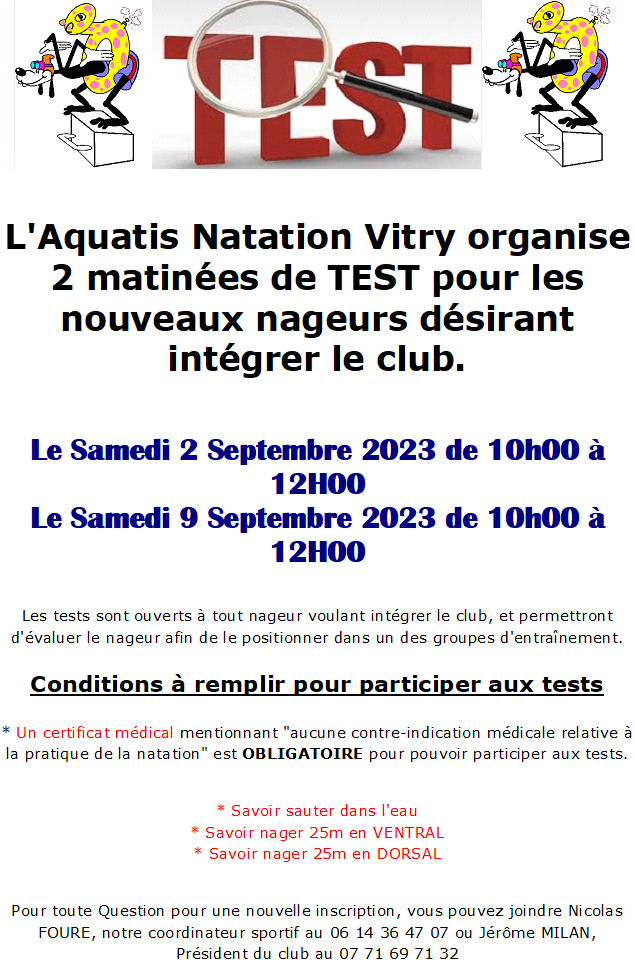Test d'entrée pour la Saison 2023/2024